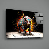 Bull Glass Wall Art|| Designer's Collection.