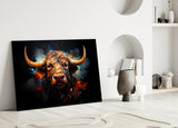 Bull Glass Wall Art|| Designer's Collection.