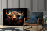 Bull Glass Wall Art|| Designer's Collection.