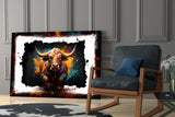 Bull Glass Wall Art|| Designer's Collection.