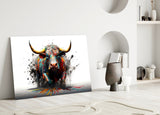 Bull Glass Wall Art|| Designer's Collection.