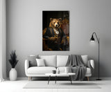Gentleman - Bear Glass Wall Art|| Designer's Collection.