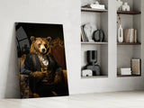 Gentleman - Bear Glass Wall Art|| Designer's Collection.