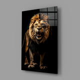 Lion in the Dark Glass Wall Art|| Designer's Collection.
