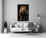 Lion in the Dark Glass Wall Art|| Designer's Collection.