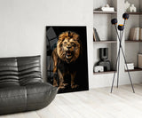 Lion in the Dark Glass Wall Art|| Designer's Collection.