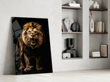 Lion in the Dark Glass Wall Art|| Designer's Collection.