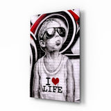 I Love Life Glass Wall Art || Designer Collection.