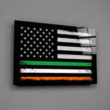 USA-Ireland Flag Glass Wall Art || Designer Collection.