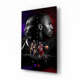 Quadro in vetro Bryant vs Jordan || Collezione Designer - 72x46 cm