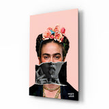 Contemporary Kahlo Glass Wall Art || Designer Collection