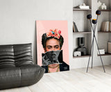 Contemporary Kahlo Glass Wall Art || Designer Collection.