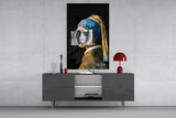 Contemporary Girl with Pearl a Earring Glass Wall Art || Designer Collection.