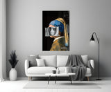 Contemporary Girl with Pearl a Earring Glass Wall Art || Designer Collection.