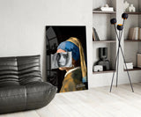 Contemporary Girl with Pearl a Earring Glass Wall Art || Designer Collection.