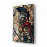 Gladiator in goldener Rüstung im Grunge Glasbild - 72x46 cm