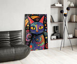 Night Cat Glass Wall Art || Designer Collection.