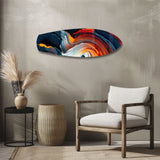 Fire and Ice Paint Swirl Glass Wall Art - 90x30 cm