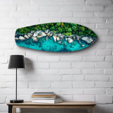 Tropical Lagoon Aerial Beach Glass Wall Art.