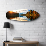 Lakeside Sunset Mirror Landscape Glass Wall Art.