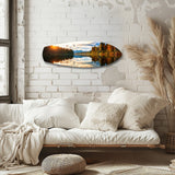 Lakeside Sunset Mirror Landscape Glass Wall Art.