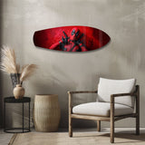 Red Masked Mercenary Comic Hero Glass Wall Art.