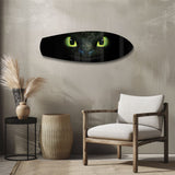Black Dragon Green Eyes Glass Wall Art.
