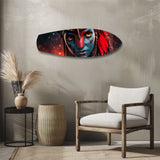 Blue Tribal Warrior Sci-Fi Glass Wall Art.