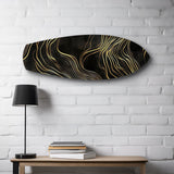 Black and Gold Abstract Waves Glass Wall Art.