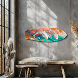Playful Dolphins Painted Ocean Glass Wall Art.