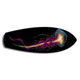 Neon Jellyfish on Black Glass Wall Art