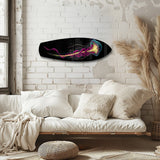 Neon Jellyfish on Black Glass Wall Art.