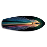 Speedboat Rainbow Light Trails Glass Wall Art