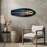 Speedboat Rainbow Light Trails Glass Wall Art - 90x30 cm
