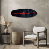 Glowing Lava Crack on Black Stone Glass Wall Art.