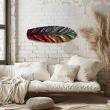 Rainbow Textured Leaf Abstract Glass Wall Art.