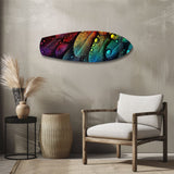 Rainbow Feather Macro Glass Wall Art - 90x30 cm