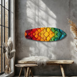 Rainbow Layered Leaves Abstract Glass Wall Art.