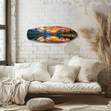 Mountain Lake Sunset Glass Wall Art.