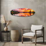Glasbild feuriger See im Sonnenuntergang - 90x30 cm