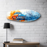 Two-Tone Vintage Car Watercolor Glass Wall Art.