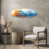 Two-Tone Vintage Car Watercolor Glass Wall Art.