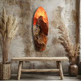 Glowing Volcano Eruption Tempered Glass Wall Art - 90x30 cm