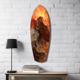 Glowing Volcano Eruption Tempered Glass Wall Art.