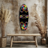 Neon Cartoon Mouse Pop Art Tempered Glass Wall Art.