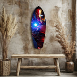 Red Armored Tech Hero Pop Art Quadro su vetro - 90x30 cm