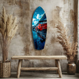 Red Racing Car Speed Tempered Glass Wall Art - 90x30 cm