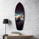 Motorcycle Racer Speed Lines Tempered Glass Wall Art.