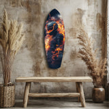 Flammender Helm Motorradfahrer Wandbild aus gehärtetem Glas - 90x30 cm