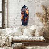 Flaming Helmet Motorcycle Rider Tempered Glass Wall Art.